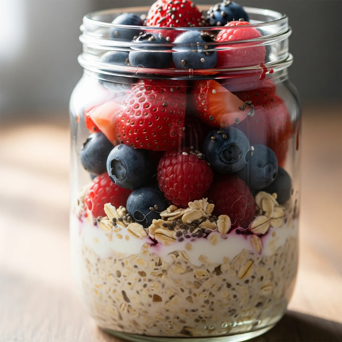 1. Overnight Oats with Berries and Chia Seeds